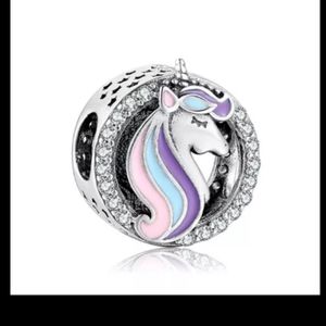 Silver round unicorn charm